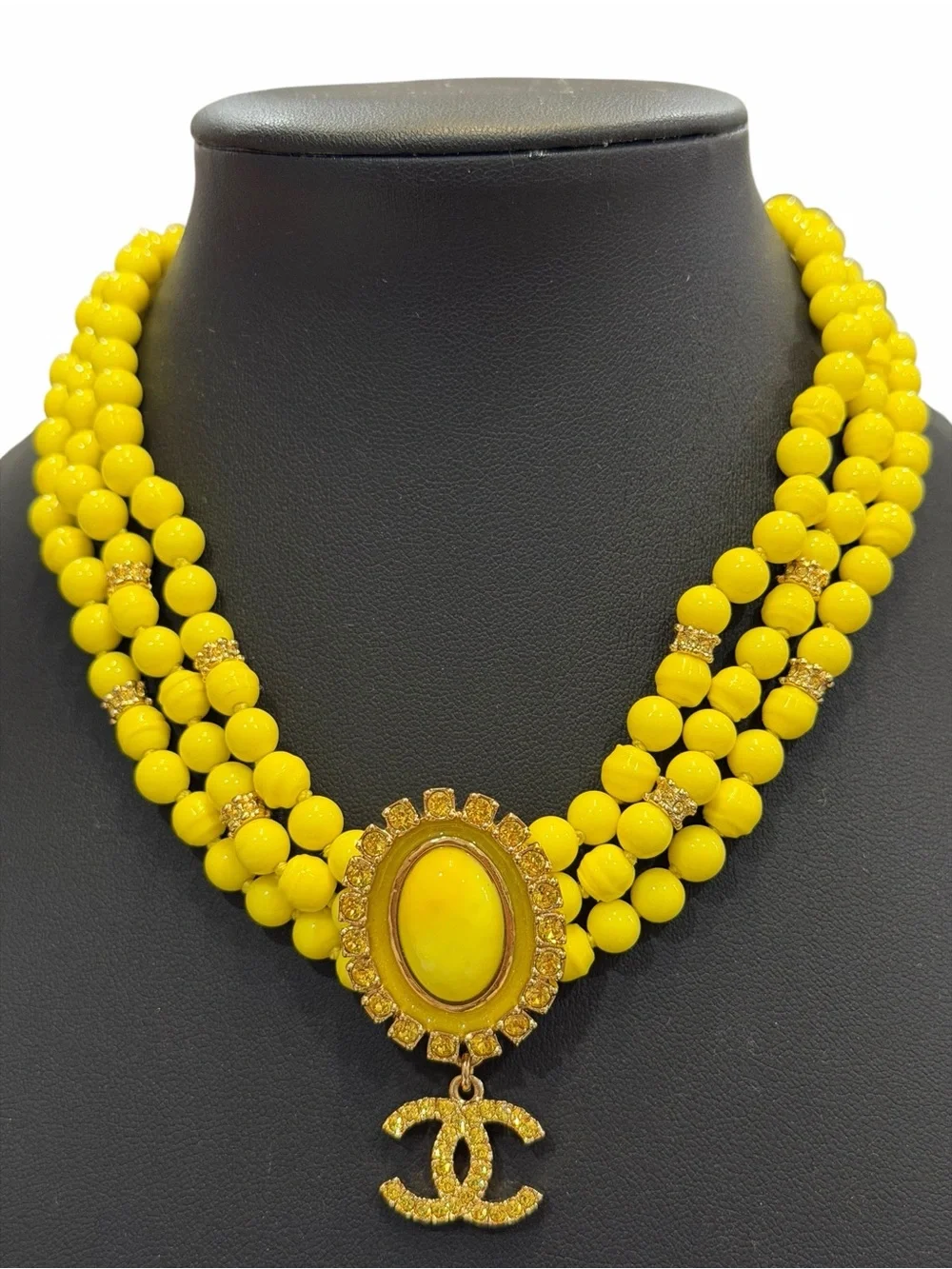 CHANEL Metiers d’Art Collection Yellow and Gold Beaded Statement Necklace